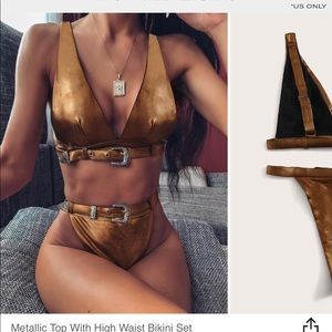 Metallic Gold Buckle Swimsuit